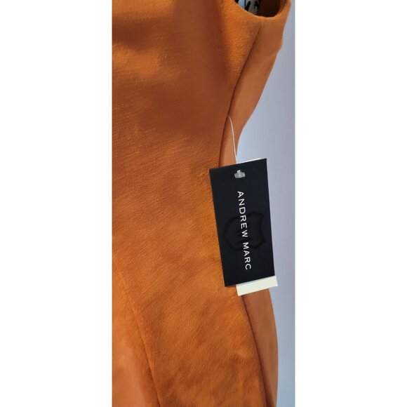 Andrew Marc New York Faux Leather Sheath Dress Brown Sleeveless Women’s Size 12 - Picture 2 of 16